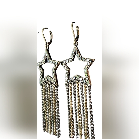 Vera Wang Crystal Rhinestone Celestial Chain Drop Earrings NWT - Picture 5 of 6